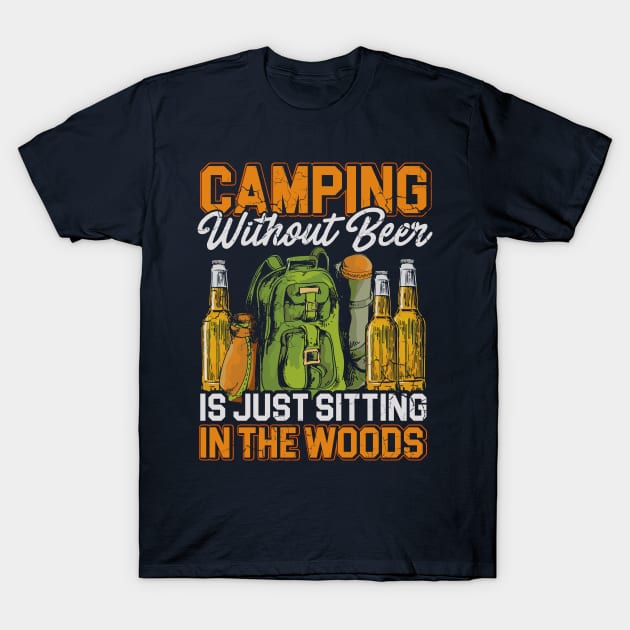 Camping Beer Outdoors T-Shirt by E